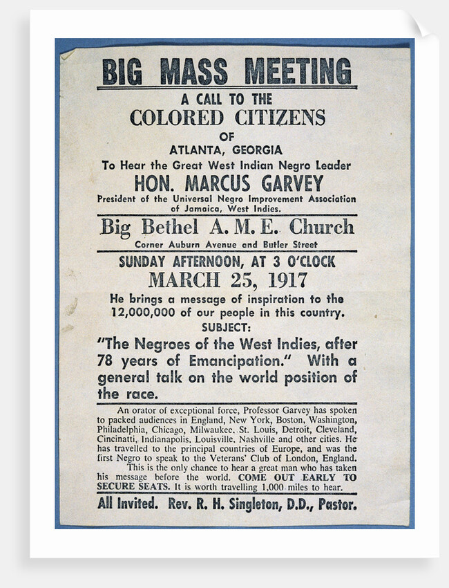 Handbill for Big Mass Meeting by Anonymous
