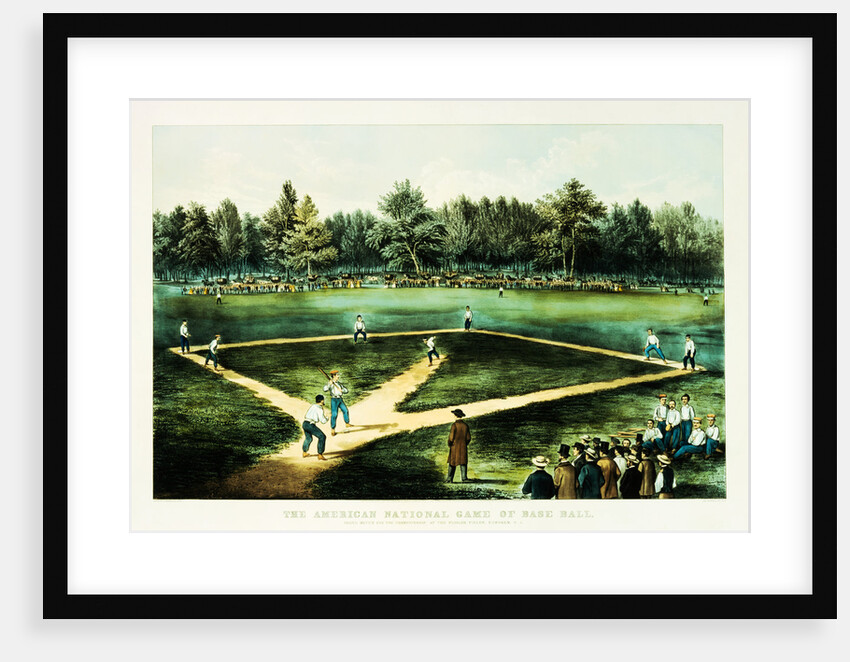 Lithograph of The American National Game of Baseball Published by Currier & Ives