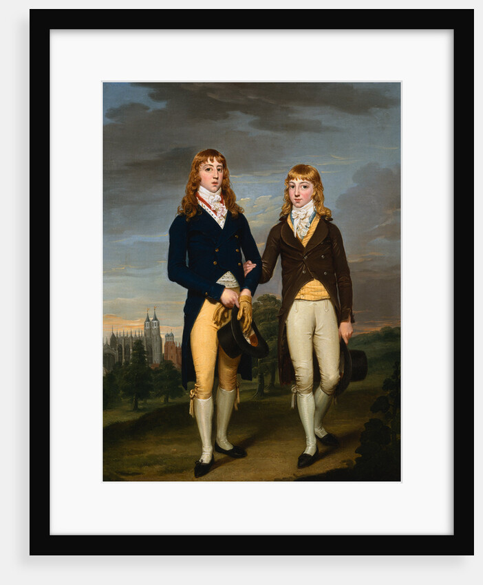 Portrait of Two Eton School Boys in Admontem Dress, Eton Chapel Behind by Francis Alleyne