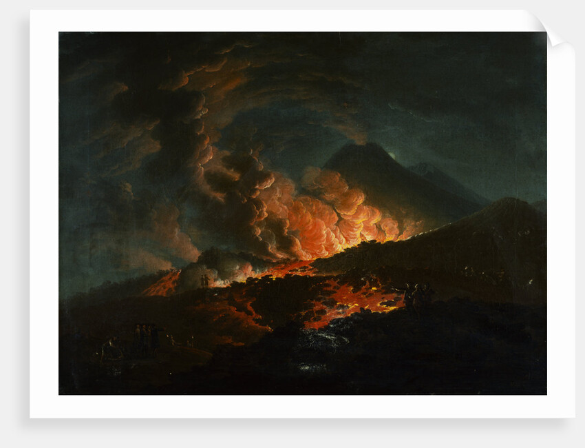 Vesuvius Erupting at Night, Observed by Elegant Gentlemen by J. A. Voltaire