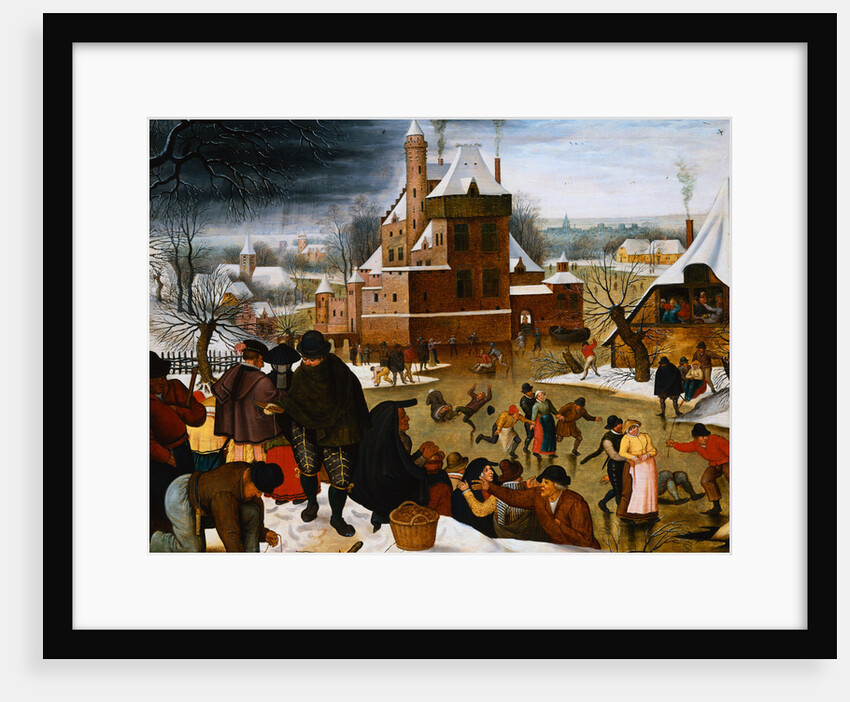 Townsfolk Skating on a Castle Moat by Pieter Brueghel the Younger