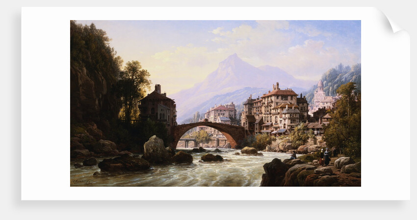 The Old Roman Bridge of St. Martin, Italy by Charles Eupharasie Kuwasseg