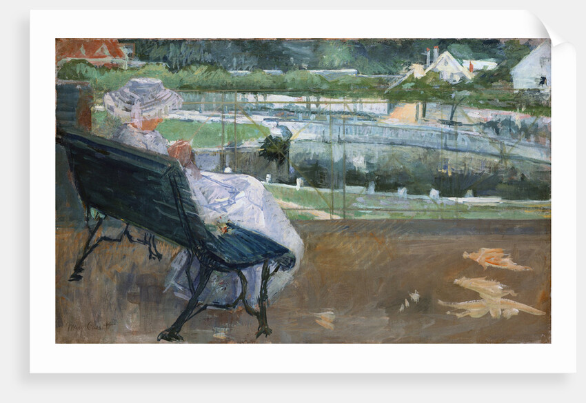 Lydia Seated on a Porch, Crocheting by Mary Stevenson Cassatt