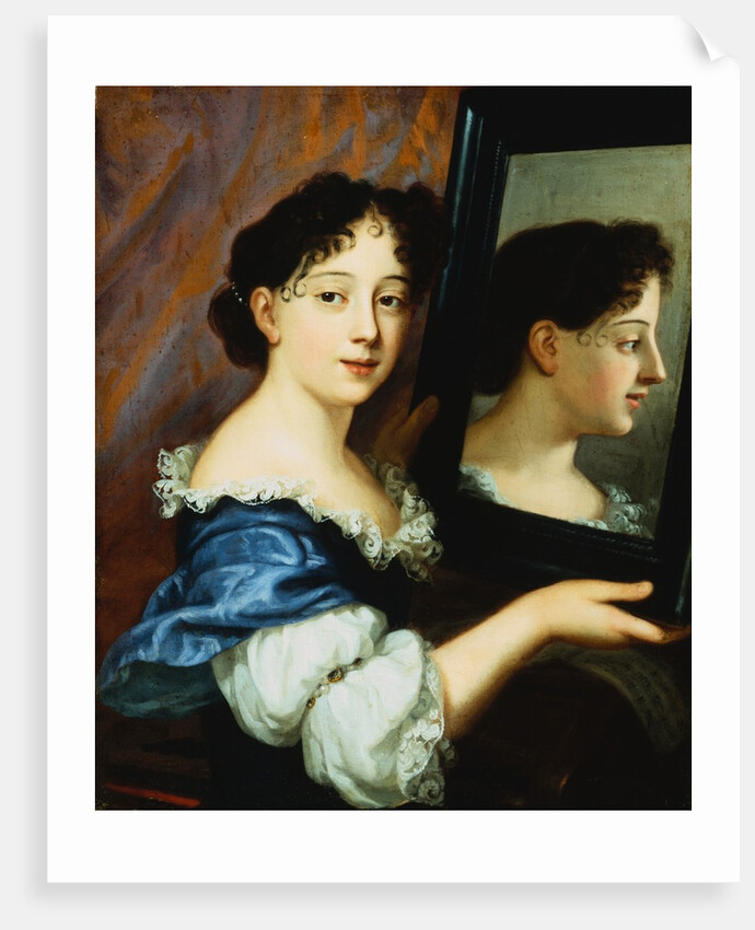 Portrait of a Lady, Half Length, Holding a Mirror attributed to Nicolas Mignard by Anonymous