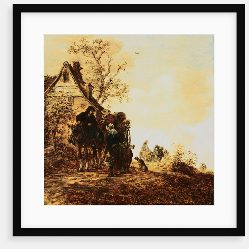 Peasants in a Cart by a Cottage by Jan Josephsz. van Goyen