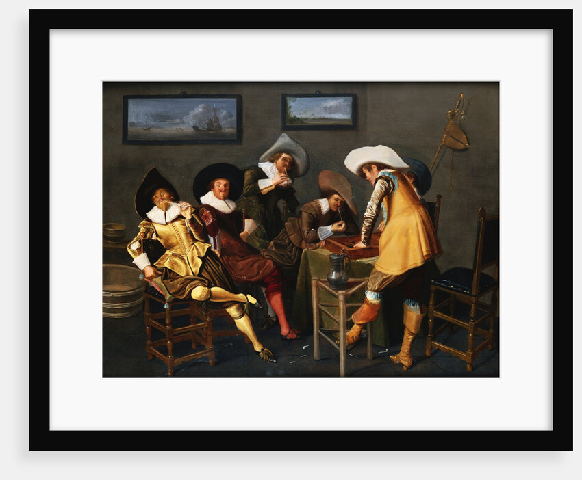 Gentlemen Smoking and Playing Backgammon in an Interior by Dirck Hals