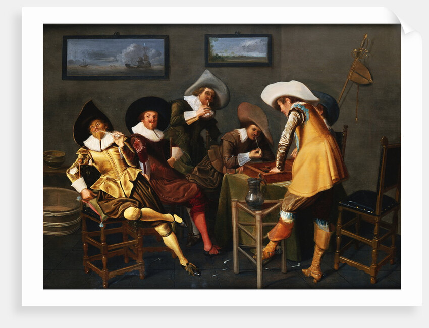 Gentlemen Smoking and Playing Backgammon in an Interior by Dirck Hals