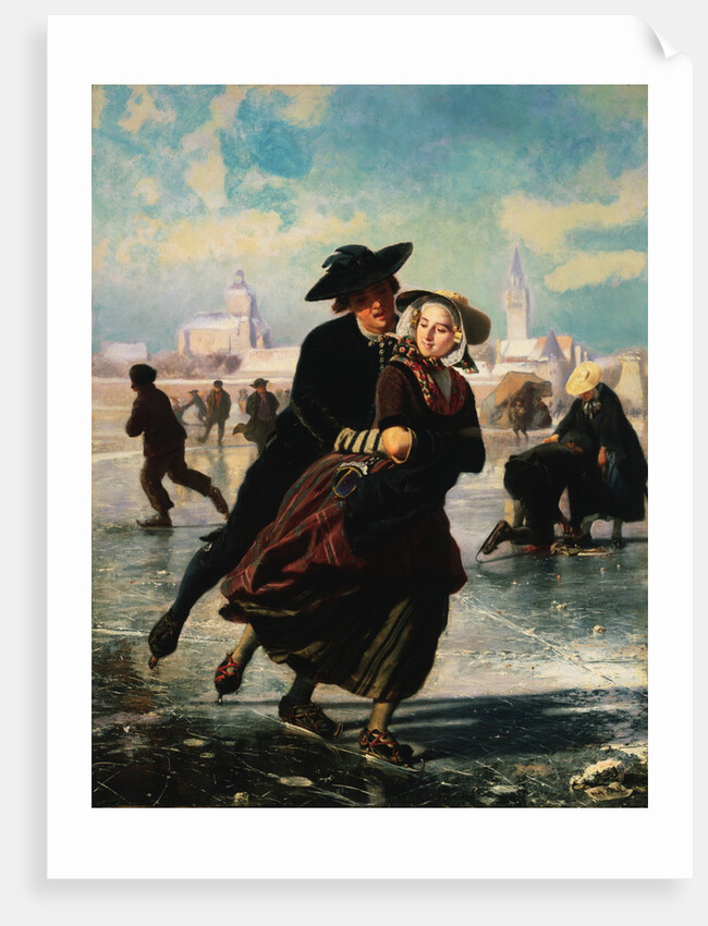 Lovers Skating by Adolf Alexander Dillens