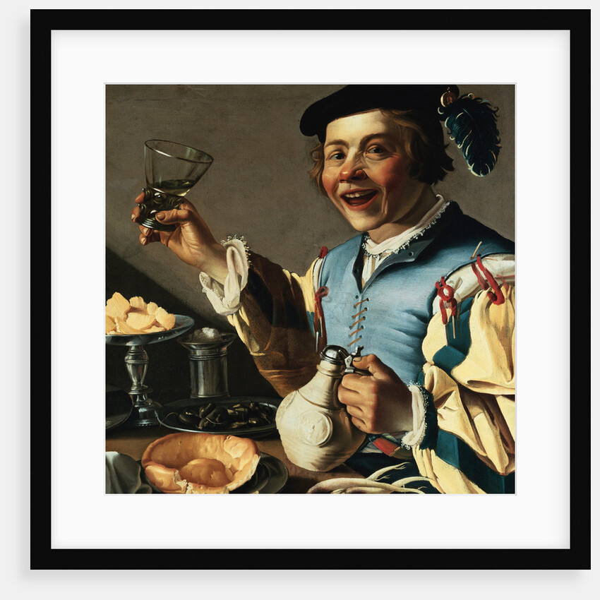 A Laughing Boy Holding a Jug and a Glass of Wine by Christiaan van Couwenbergh