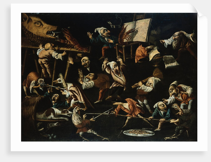 Imaginary Animals and Dwarfs Fighting, Drinking and Carousing Attributed to Faustino Bocchi by Anonymous