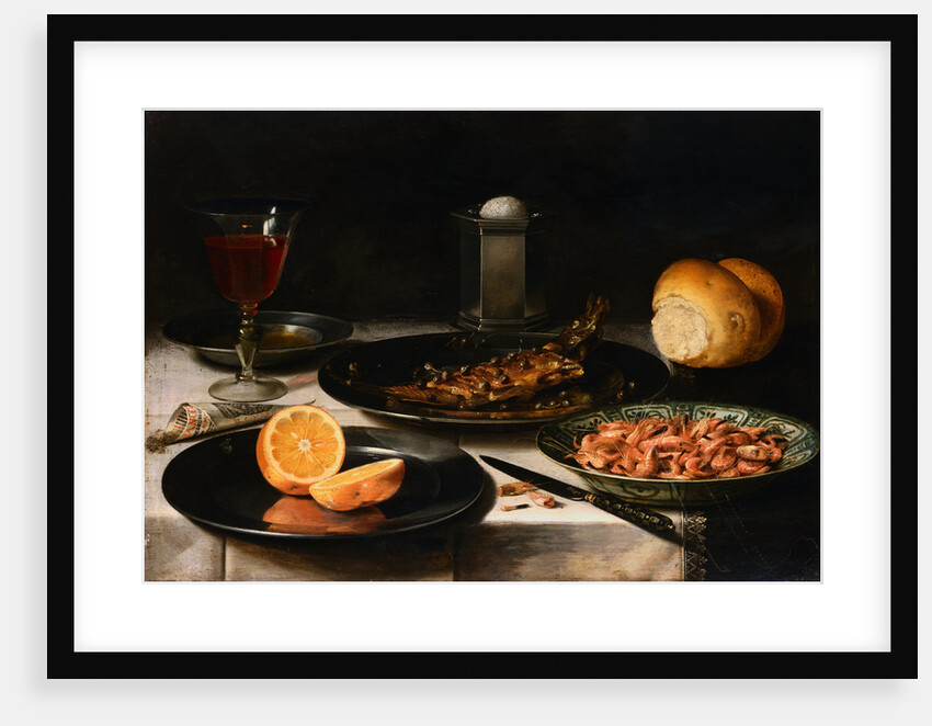 A Herring with Capers and a Sliced Orange on Pewter Plates by Clara Peeters