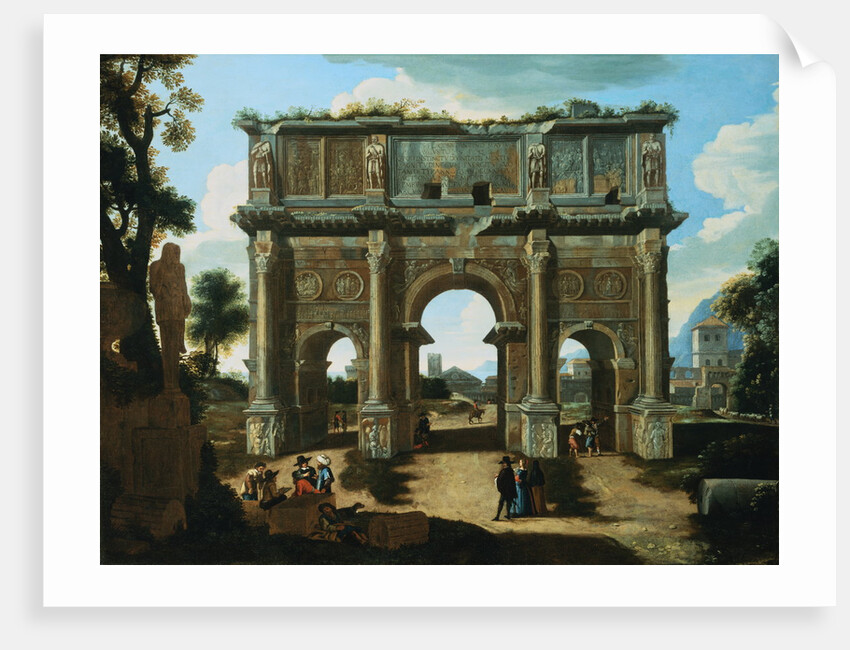 A View of the Arch of Constantine, Rome, with Figures by Niccolo Viviano Codazzi