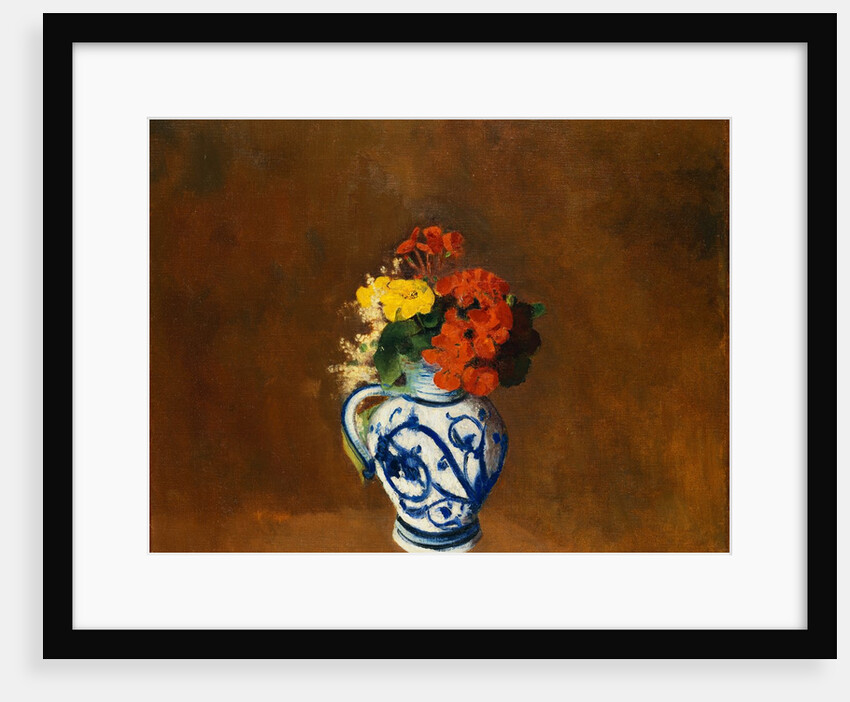 Geraniums and Flowers in a Vase by Odilon Redon