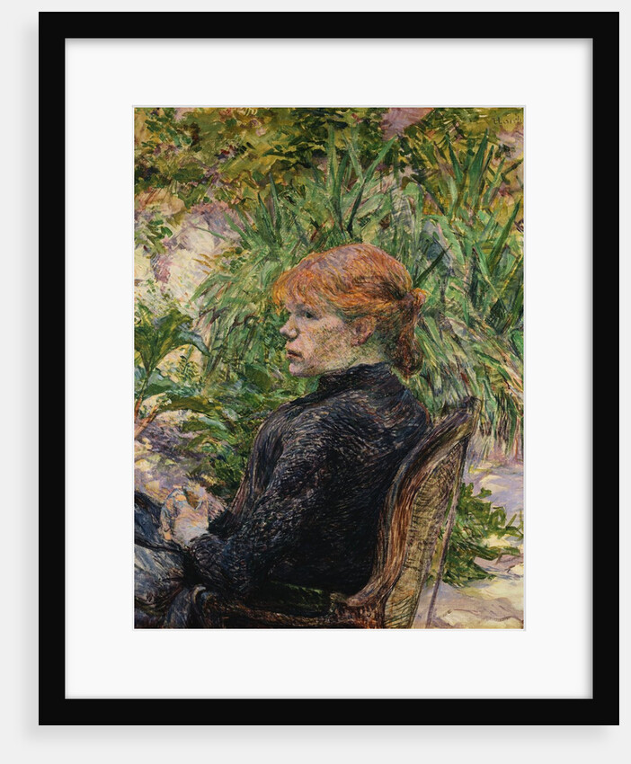 Red-Headed Woman Sitting in the Garden of Mr. Forest by Henri de Toulouse-Lautrec
