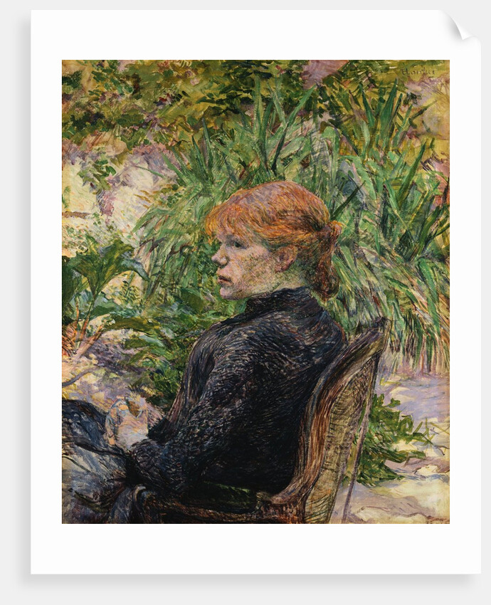 Red-Headed Woman Sitting in the Garden of Mr. Forest by Henri de Toulouse-Lautrec