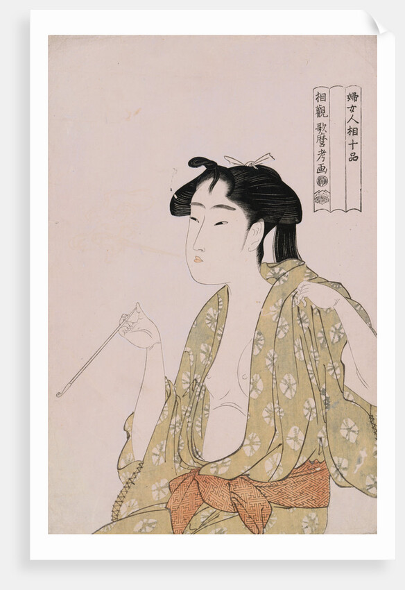A Half-Length Portrait of a Woman Smoking by Utamaro