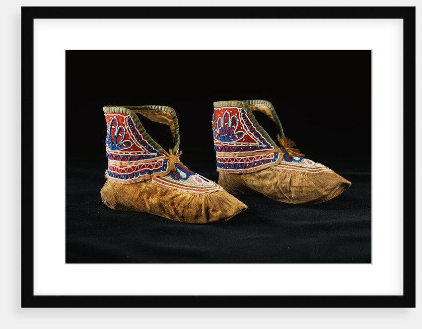 Micmac Beaded Hide Moccasins by Anonymous