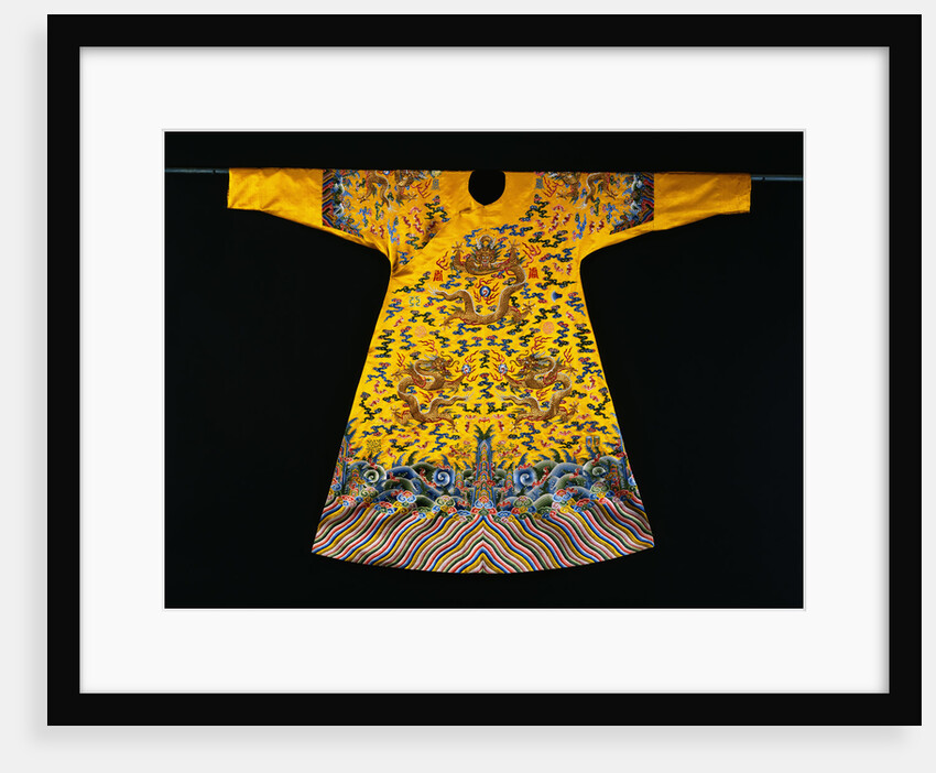 A Rare Imperial Embroidered Yellow Silk Twelve Symbol Dragon Robe, Ji Fu, from the Qianlong Period by Anonymous