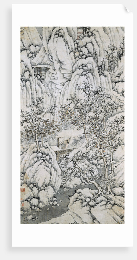 Bottom Half of Mountain Stream Under Snow by Shen Zhou