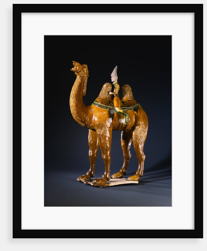A Magnificent Large Standing Sancai- Glazed Buff Pottery Bactrian Camel and Rider by Anonymous