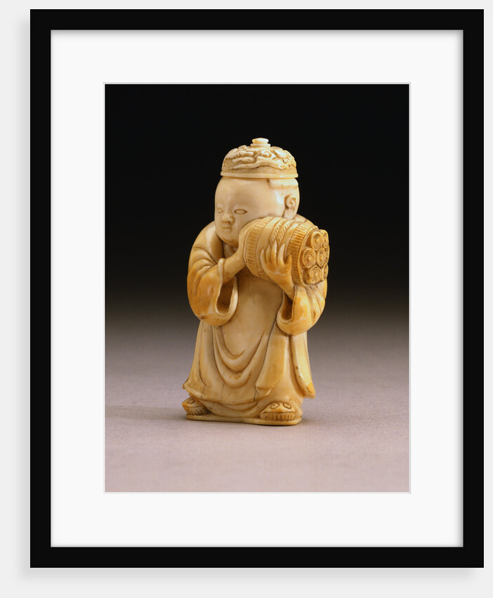 Three-Quarter View of An Extremely Rare and Fine Ivory Figural Bottle, Qianlong Four-Character Seal Mark Incised on the Base and Possibly of the Period by Anonymous