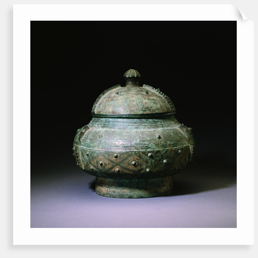 A Rare Bronze Wine Vessel and a Cover, Pou. Shang Dynasty by Anonymous