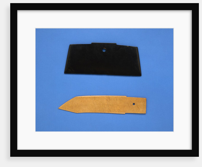 A Rare Blackish Jade Hoe-Like Blade, Dao and An Opaque Jade Dagger, Ge by Anonymous