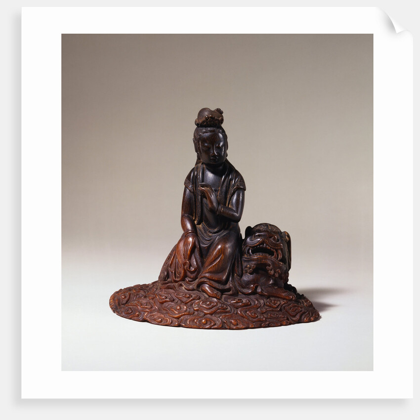 A Rare Rhinoceros Horn Carving of Wensu (Manjusri). Late Ming / Early Qing Dynasty by Anonymous