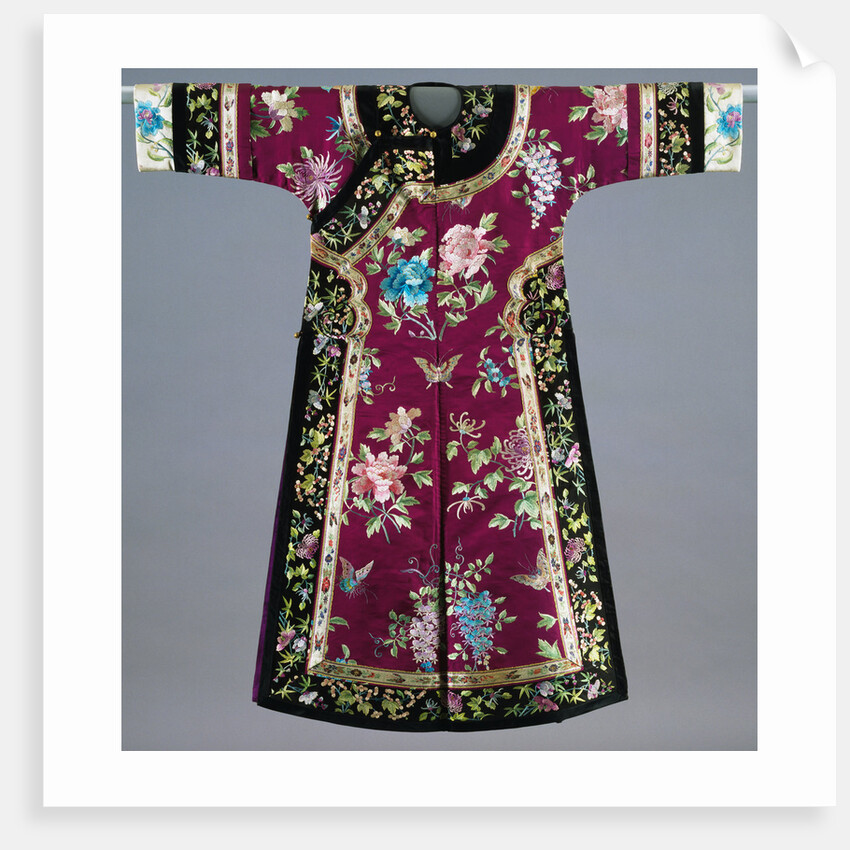 Chinese Purple-Ground Embroidered Silk Robe by Anonymous