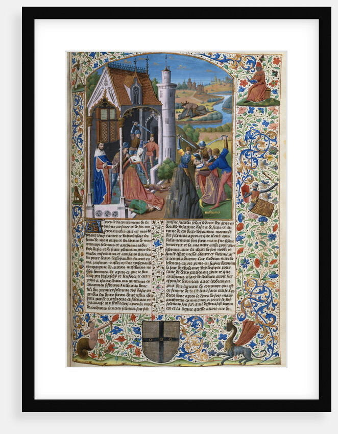 Illuminated Manuscript Page with The Death of Antiochus and Seleuceus by Anonymous