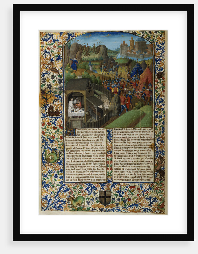 Illuminated Manuscript Page with Saul and the Battle of Mount Gilboa by Anonymous