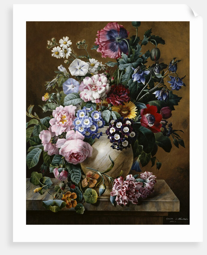 A Vase of Flowers on a Ledge by Camille de Chantereine