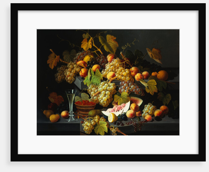 Still Life with Fruit and a Glass of Champagne by Severin Roesen
