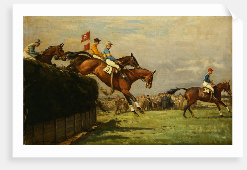 The Grand National Steeplechase: Really True and Forbia at Beecher's Brook by John Sanderson-Wells