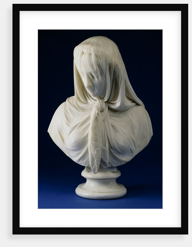 A Marbled Bust of a Veiled Woman by Giovanni Battista Lombardi