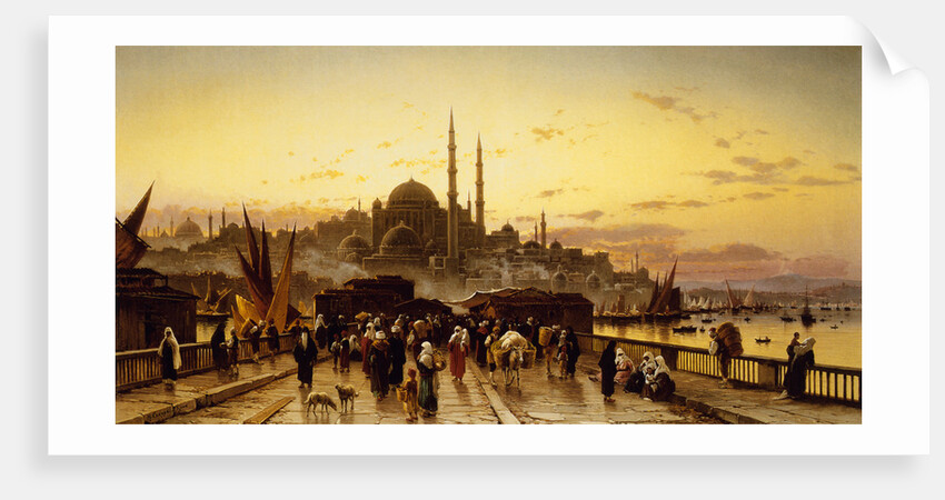 Dusk on the Galata Bridge and theYeni Valide Djami, Constantinople by Hermann David Soloman
