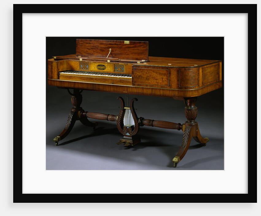 Classical Inlaid Mahogany and Brass, Inlaid Pianoforte by Gibson and Davis by Anonymous