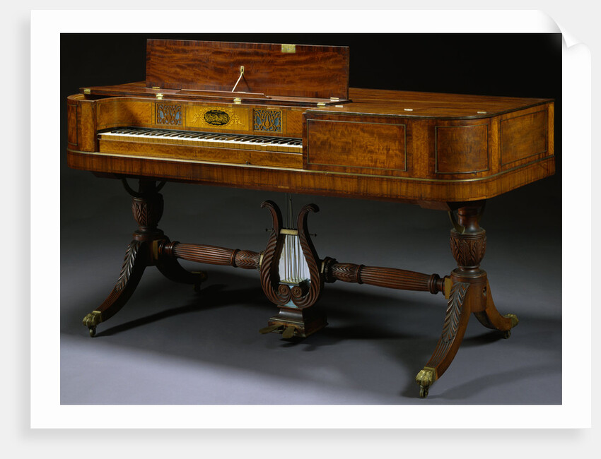 Classical Inlaid Mahogany and Brass, Inlaid Pianoforte by Gibson and Davis by Anonymous