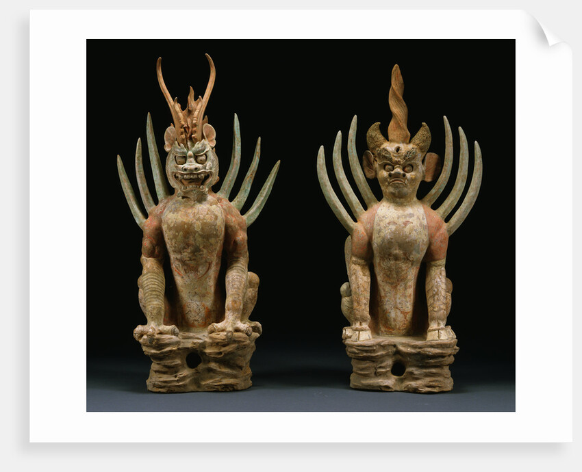 Pair of Red Pottery Figures of Earth Spirits from the Tang Dynasty by Anonymous