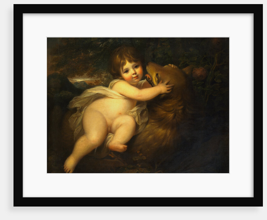 Portrait of the Hon. William Lamb Later 2nd Viscount Melbourne, as a Child, Playing with a Dog in a Mountainous Wooded Landscape by Maria Hadfield Cosway
