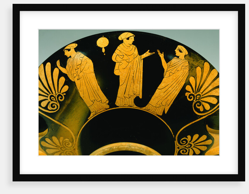 Detail of An Attic Red-Figure Kylix Showing Three Standing Figures in Debate, with Palmettes Attributed to the Akestorides Painter, Circa 470 B.C. by Anonymous