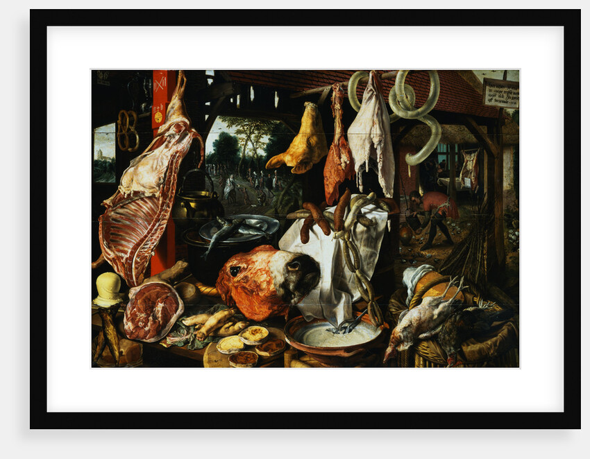 A Butchers Stall with the Holy Family Giving Alms on the Flight into Egypt by Peter Aertsen