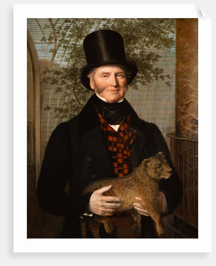 Portrait of Edward Cross Holding a Lion Cub by Jacques- Laurent Agasse