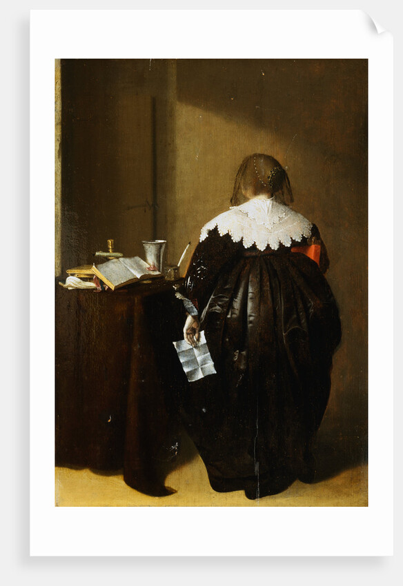 Painting of a Woman Seen From Behind and Holding a Letter by Pieter Codde