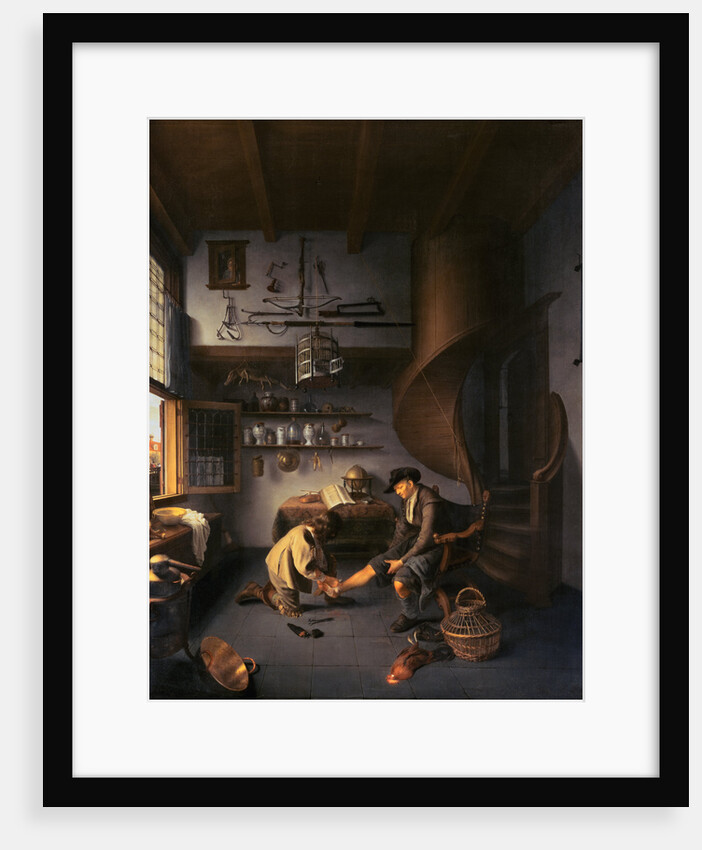 A Barber Surgeon Tending a Peasant's Foot by Isaack Koedijk