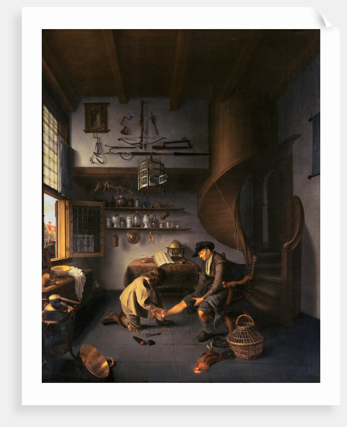A Barber Surgeon Tending a Peasant's Foot by Isaack Koedijk