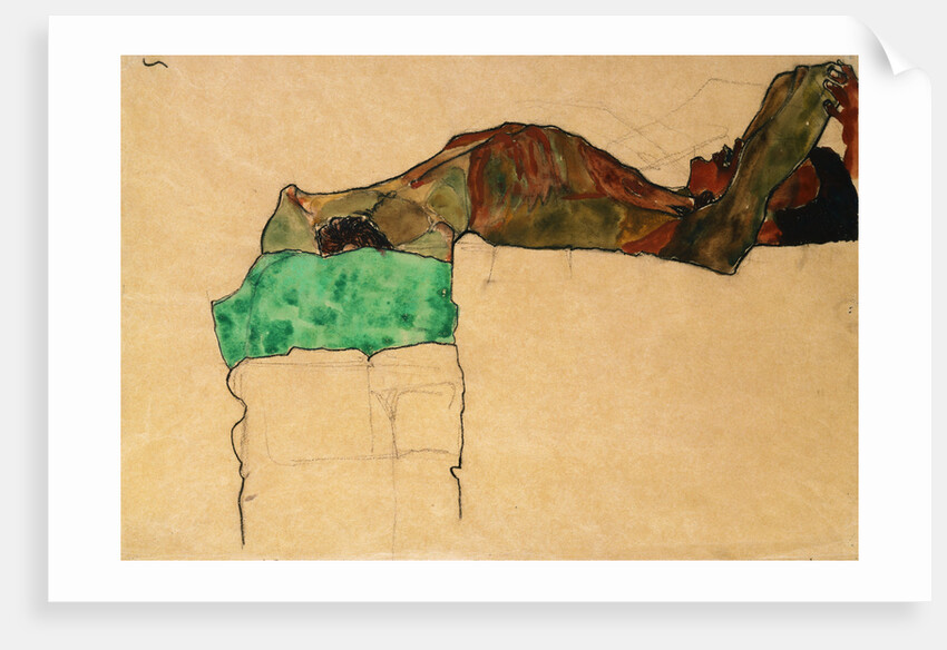 Reclining Male Nude with Green Clothes (Self Portrait) by Egon Schiele