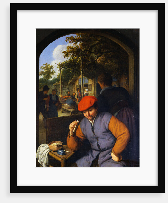 Painting of Peasants in the Courtyard of a Country Tavern by Adriaen Jansz van Ostade