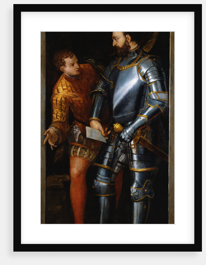 Painting of a Warrior Handing a Letter to a Page by Paolo Caliari Caliari