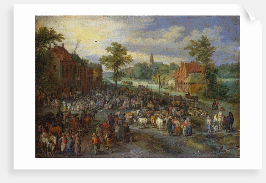 Painting of a Village Market by Jan Brueghel the Elder